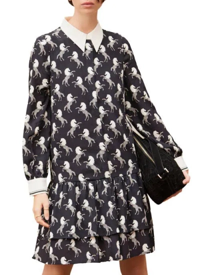 Mint Velvet Horse Print Mini Shirt Dress In Multi