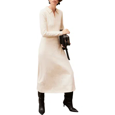 Mint Velvet Jacquard Zip Midi Dress In White