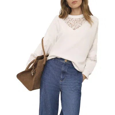 Mint Velvet Lace Detail Sweatshirt In White