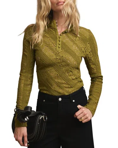 Mint Velvet Lace Detail Top In Green