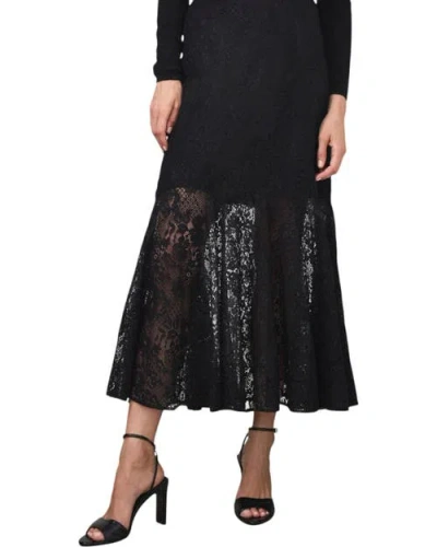 Mint Velvet Lace Fluted Sheer Skirt In Black