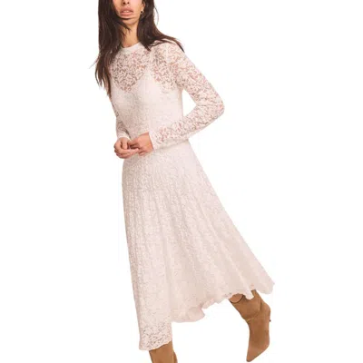 Mint Velvet Lace Full Asymmetric Midi Dress In White