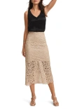 Mint Velvet Lace Pencil Midi Skirt In Neutral