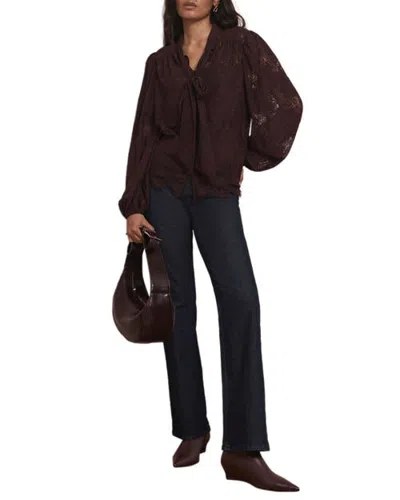 Mint Velvet Lace Pussybow Blouse In Burgundy