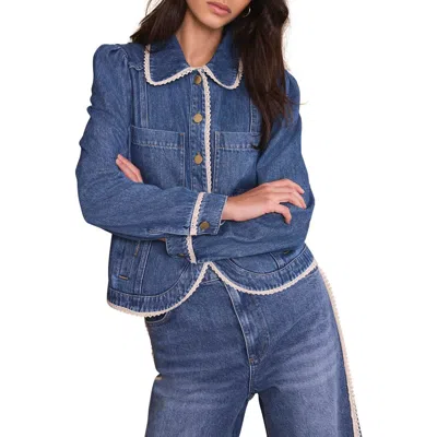 Mint Velvet Lace Trim Denim Jacket In Blue