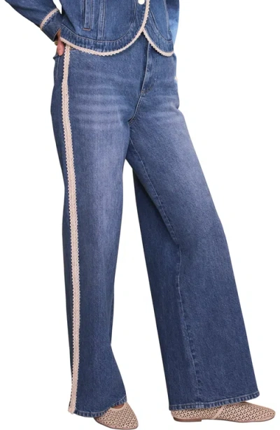 Mint Velvet Lace Trim Straight Jeans In Blue