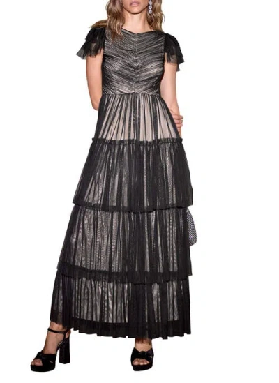 Mint Velvet Layered Tulle Maxi Dress In Black