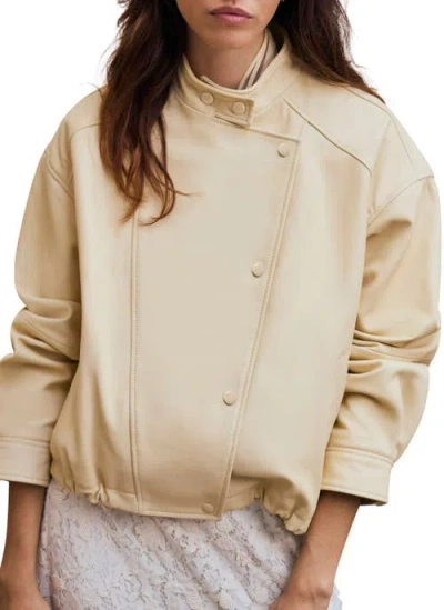 Mint Velvet Leather Cropped Pilot Bomber Jacket In Brown