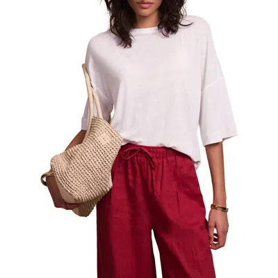 Mint Velvet Linen Blend Boxy T Shirt In White