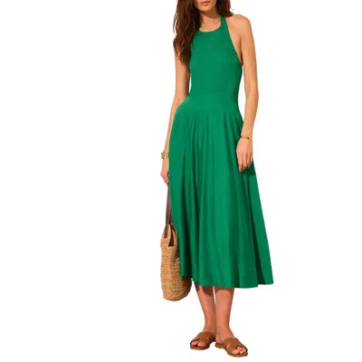 Mint Velvet Linen Blend Halter Midi Dress In Green