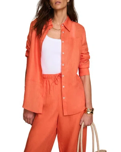 Mint Velvet Linen Blend Shirt In Orange