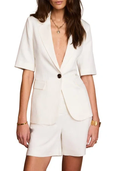 Mint Velvet Linen Blend Short Sleeve Blazer In White