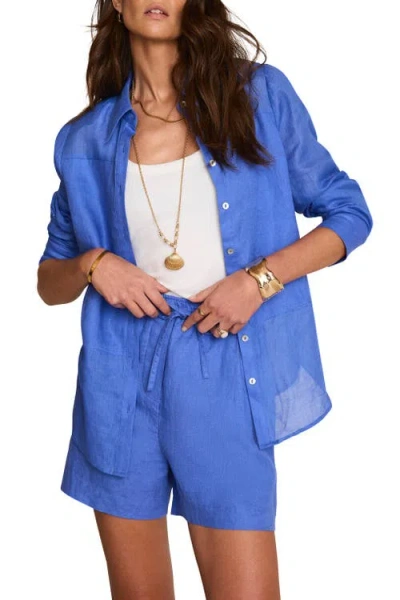 Mint Velvet Linen Drawstring Shorts In Blue