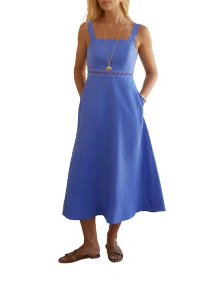 Mint Velvet Linen Midi Dress In Blue