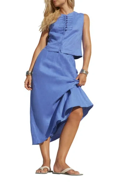 Mint Velvet Linen Military Detail Top In Blue
