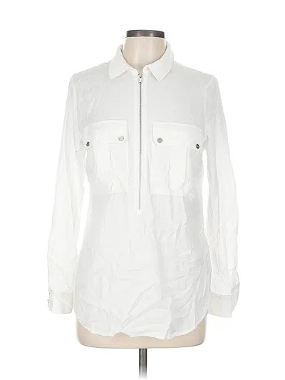 Pre-owned Mint Velvet Long Sleeve Button Down Shirt In White