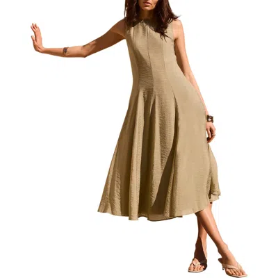 Mint Velvet Luxe Sleeveless Midi Dress In Brown