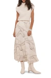 Mint Velvet Marble Print Midi Skirt In Multi