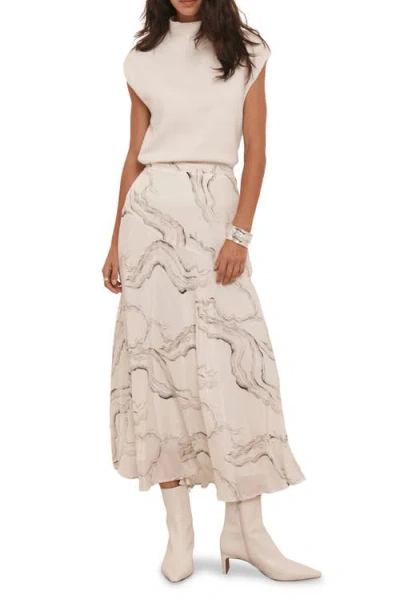 Mint Velvet Marble Print Midi Skirt In Multi
