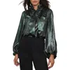 Mint Velvet Metallic Bow Blouse In Green