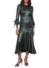 Mint Velvet Metallic Midi Dress In Green