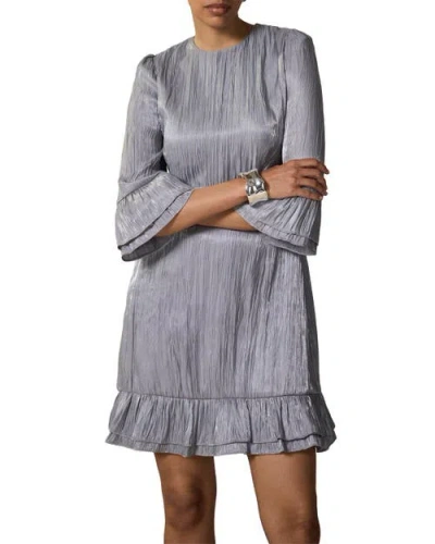 Mint Velvet Metallic Ruffle Mini Dress In Gray