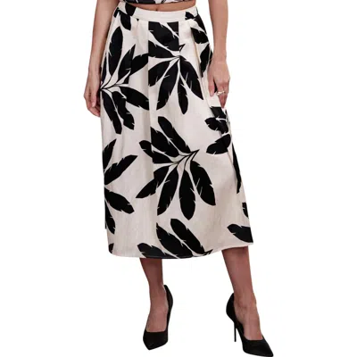MINT VELVET MINT VELVET NEUTRAL PALM PRINT MIDI SKIRT