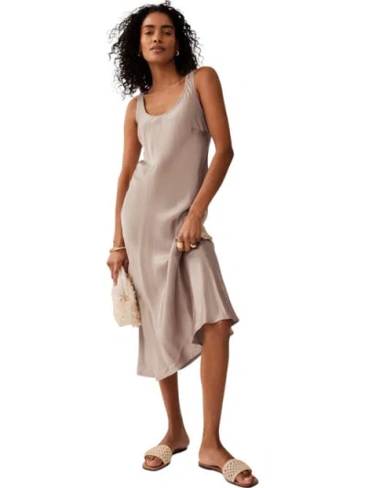 Mint Velvet Neutral Satin Slip Dress
