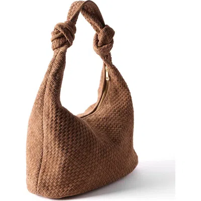 Mint Velvet Nora Tan Woven Suede Knot Detail Bag In Brown