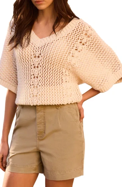 Mint Velvet Open Knit Crochet Top In Neutral