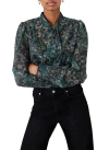 Mint Velvet Paisley Print Long Sleeve Tie-neck Blouse In Green