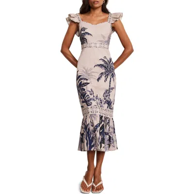 Mint Velvet Palm Print Column Midi Dress