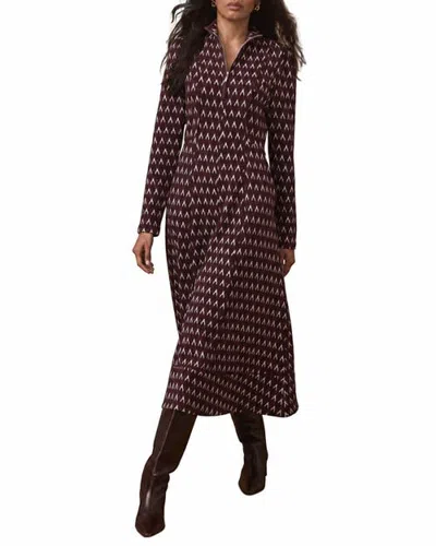 Mint Velvet Patterened Jacquard Midi Dress In Burgundy
