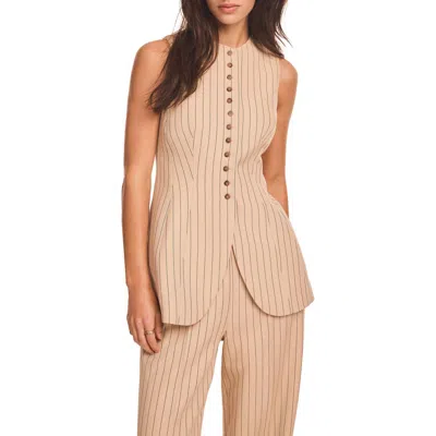 Mint Velvet Pinstripe Longline Waistcoat In Brown