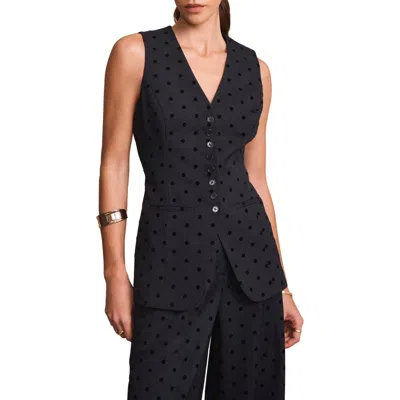 Mint Velvet Polka Dot Longline Waistcoat In Black