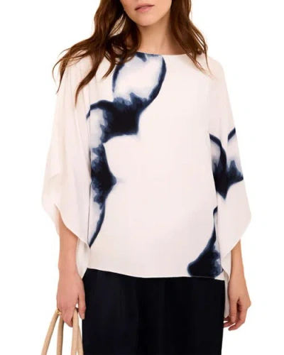 Mint Velvet Print Batwing Top In Blue