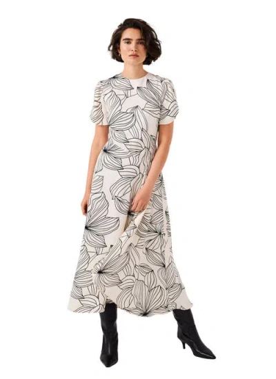 Mint Velvet Print Short Sleeve Satin Midi Dress In Multi