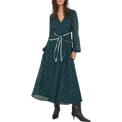 Mint Velvet Print Tie Maxi Dress In Blue