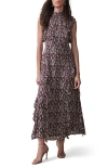 Mint Velvet Printed Maxi Dress In Burgundy