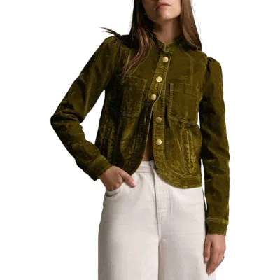 Mint Velvet Puff Shoulder Flocked Jacket In Green