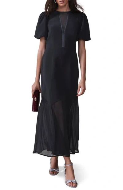 Mint Velvet Puff Sleeve Maxi Dress In Black