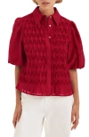 Mint Velvet Puff Sleeve Smock Shirt In Red
