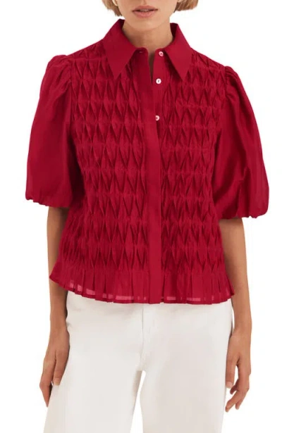 Mint Velvet Puff Sleeve Smock Shirt In Red