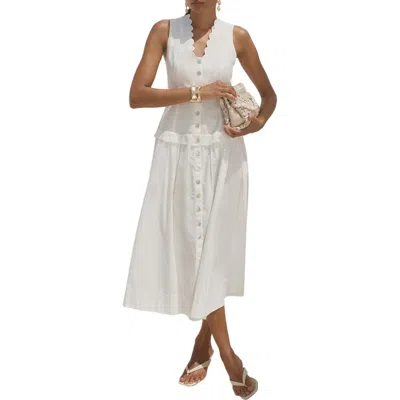 Mint Velvet Ramie Drop Waist Maxi Dress In White