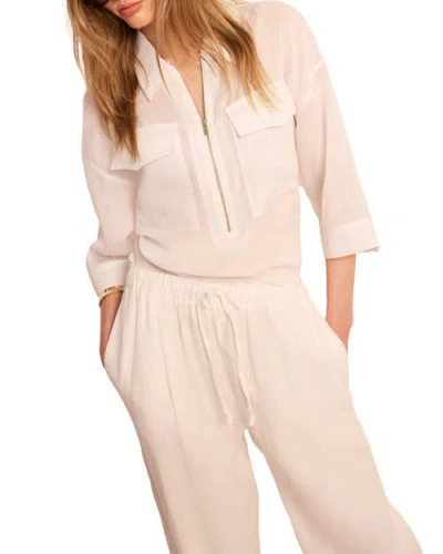 Mint Velvet Ramie Zip Bomber Blouse In White