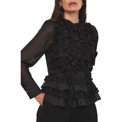 Mint Velvet Ruffle Detail Blouse In Black