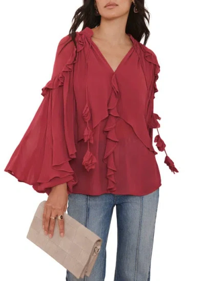 Mint Velvet Ruffle Layered Blouse In Red