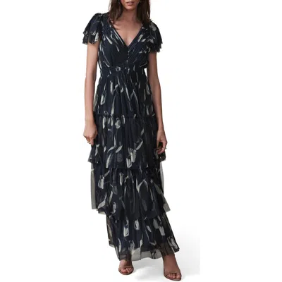 Mint Velvet Ruffle Maxi Dress In Black