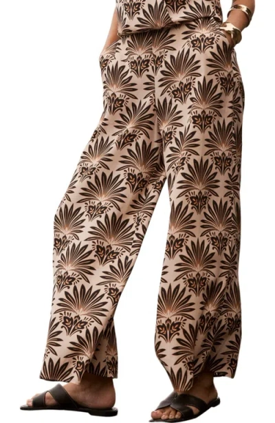Mint Velvet Satin Geo Print Wide Leg Trousers In Multi