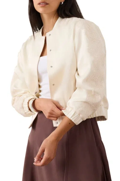 Mint Velvet Satin Lace Trim Bomber Jacket In Neutral